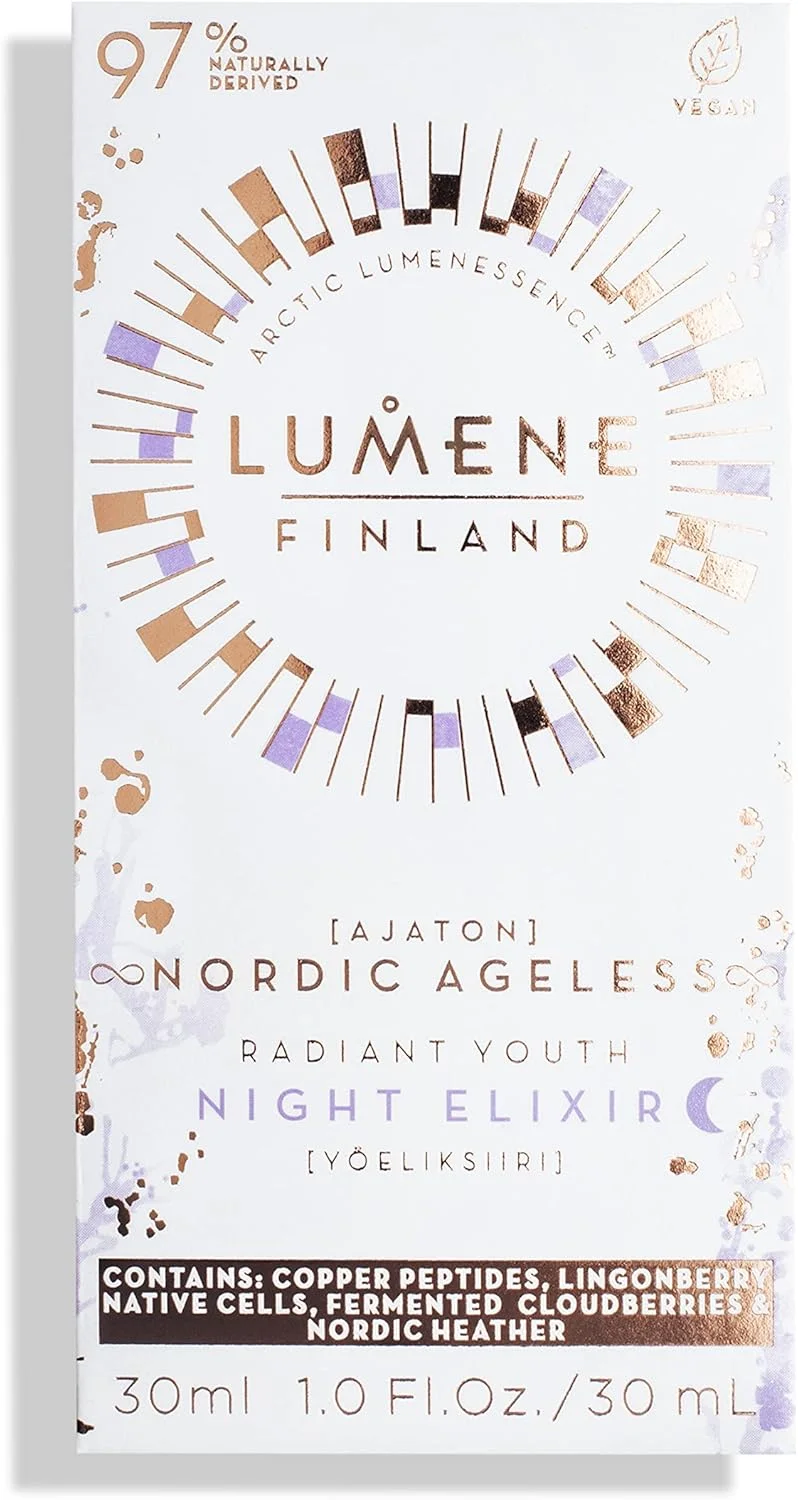 اکسیر شب جوان کننده و درخشان کننده پوست لومنه آجاتون - سرم ضد پیری پوست برای خطوط ریز و چین و چروک - سرم روشن کننده و مرطوب کننده صورت برای انواع پوست (30 میلی لیتر)