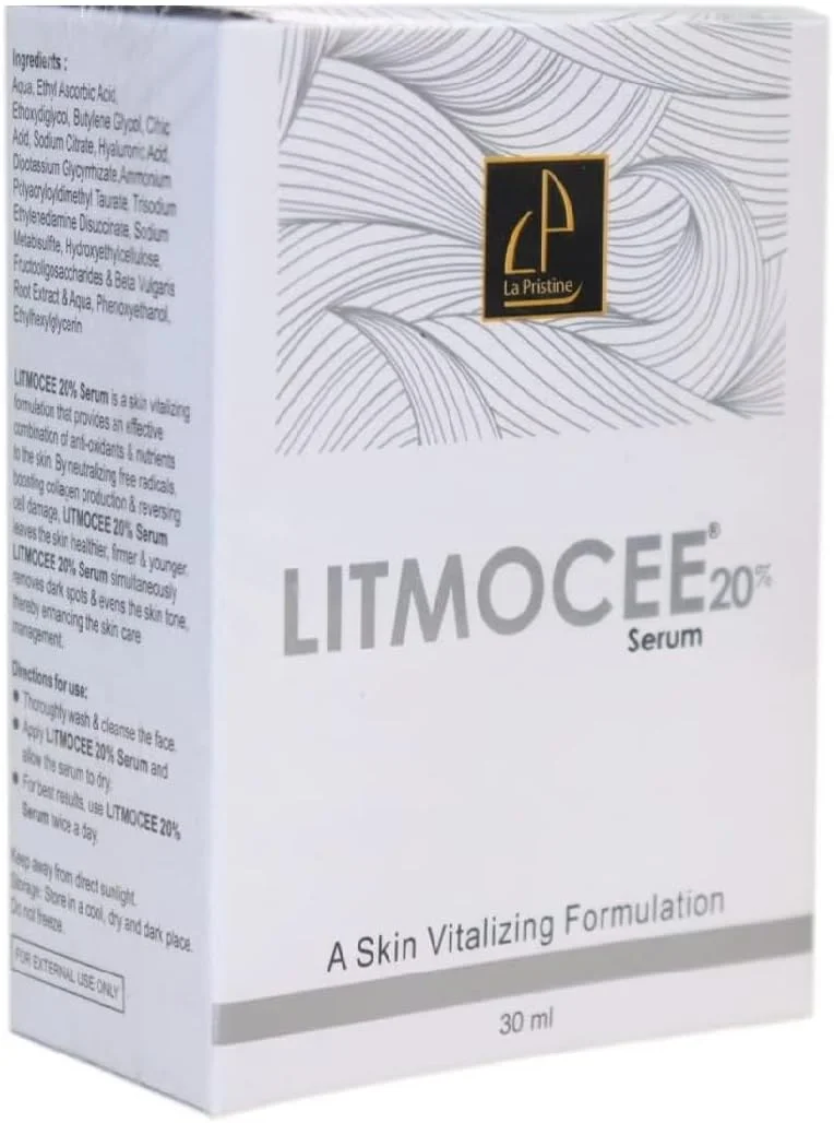 سرم ویتامین C لیتموسی با ویتامین E و اسید هیالورونیک، سرم روشن کننده و شفاف کننده پوست صورت - 30 میلی لیتر (لیتموسی 20%)