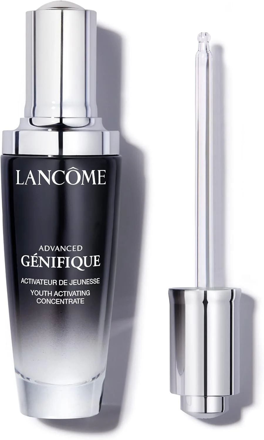 سرم صورت پیشرفته Lancôme Génifique Radiance Boosting ضد پیری - آبرسان و حجیم کننده پوست - با پری بیوتیک Bifidus، اسید هیالورونیک و ویتامین Cg، 50ml