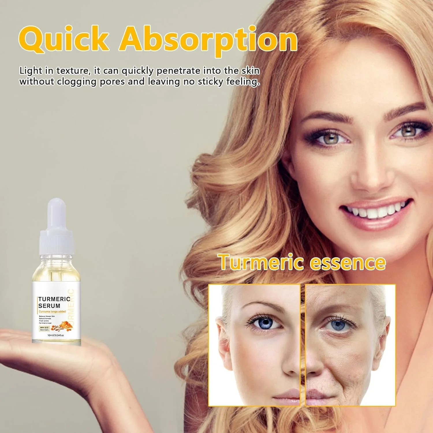 سرم روشن کننده زردچوبه | اسانس روشن کننده پوست تیره | سرم های از بین برنده پوست 10 میلی لیتری، اسانس آبرسان و روشن کننده صورت، سرم های ترمیم کننده و روشن کننده صورت برای پوست تیره