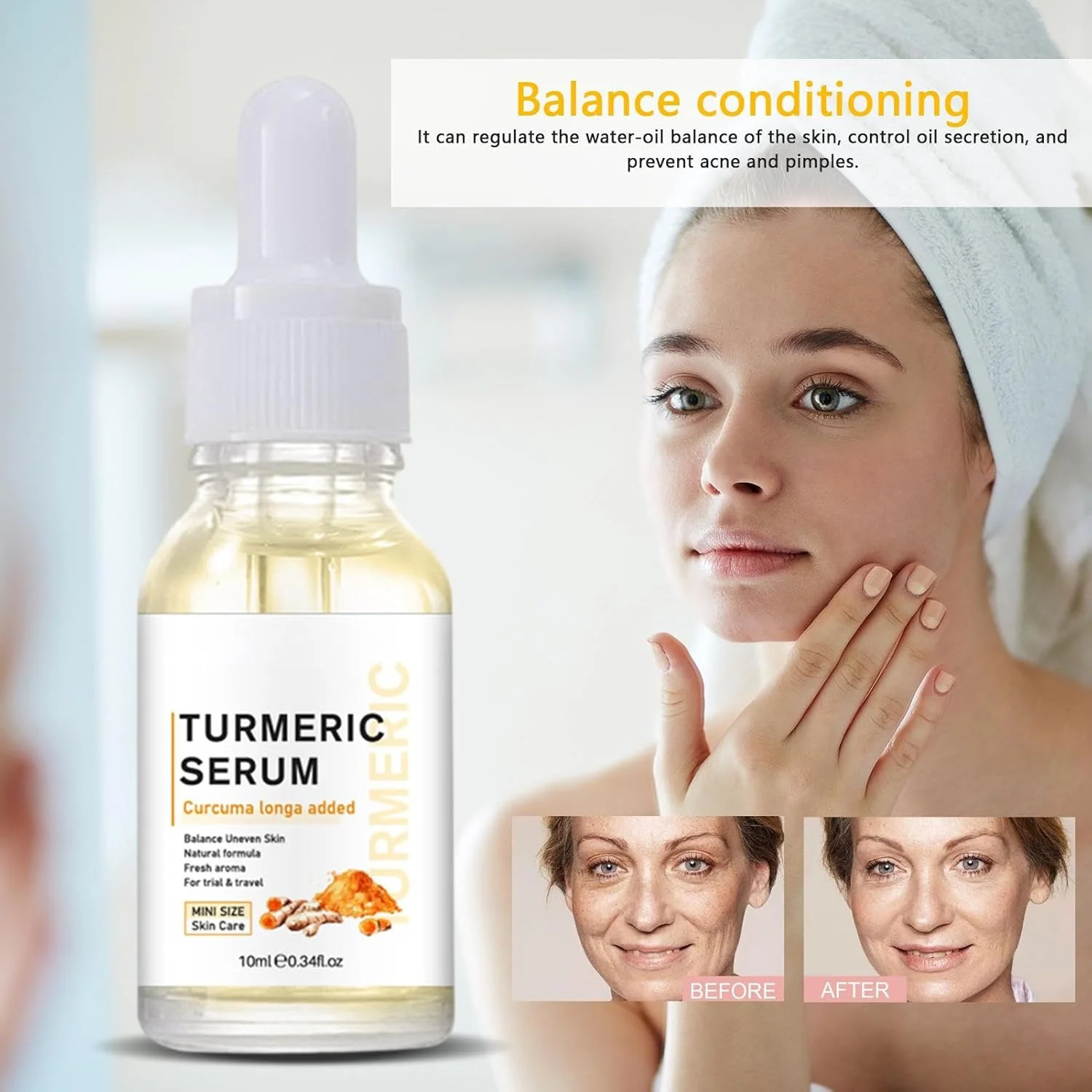 سرم روشن کننده زردچوبه | اسانس روشن کننده پوست تیره | سرم های از بین برنده پوست 10 میلی لیتری، اسانس آبرسان و روشن کننده صورت، سرم های ترمیم کننده و روشن کننده صورت برای پوست تیره