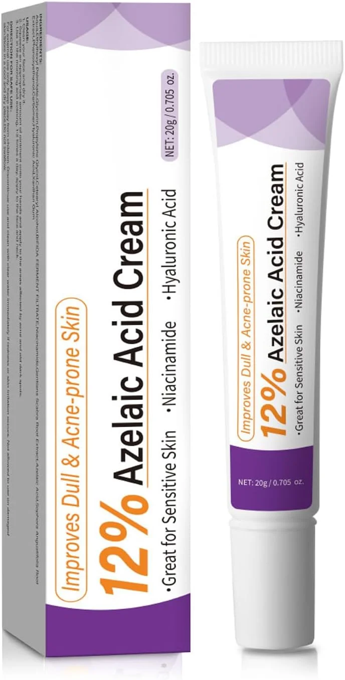 کرم 12% آزلائیک اسید - سرم صورت برای کاهش لکه‌های تیره، قرمزی، پوست چرب و مستعد جوش - حاوی نیاسینامید و هیالورونیک اسید، 20 گرم