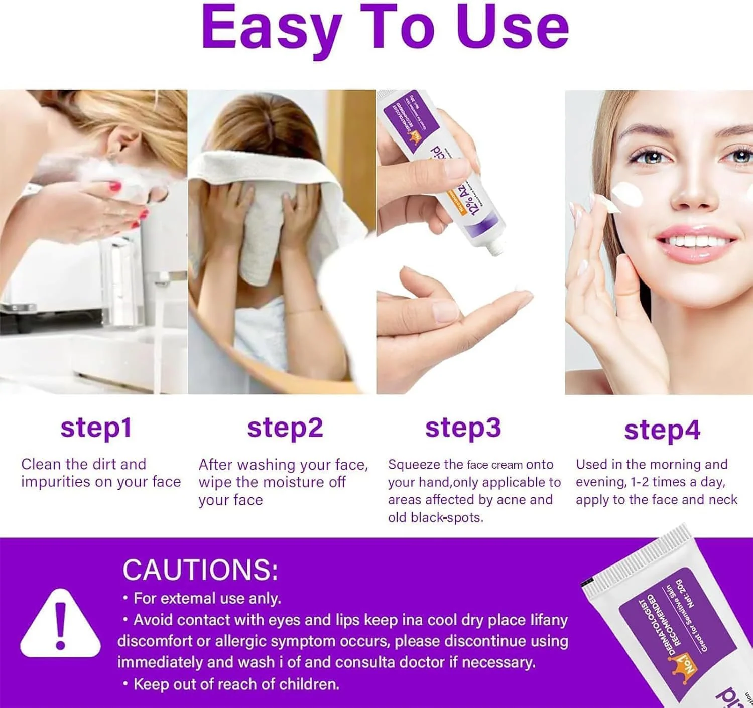 سرم اسید آزلائیک HIQUAY، کرم تقویت کننده 12% اسید آزلائیک، سرم اسید هیالورونیک و درمان صورت نیاسینامید، برای قرمزی، لکه های تیره، و پاکسازی منافذ (1 عدد)