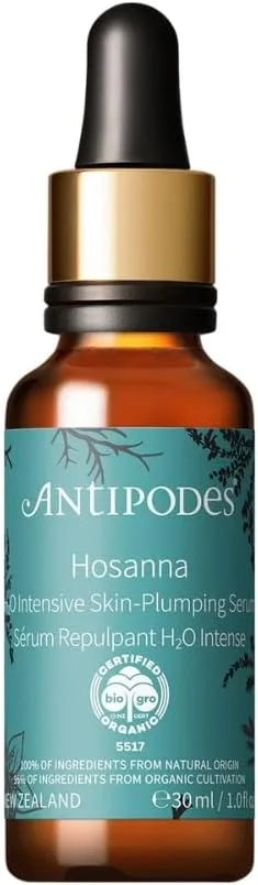 سرم صورت آبرسان و حجم دهنده پوست آنتیپودز هوسانا H2O - سرم آبرسان - سرم صورت کلاژن دار با مواد فعال زیستی نیوزلندی - پوست خشک و کم آب - 30 میلی لیتر