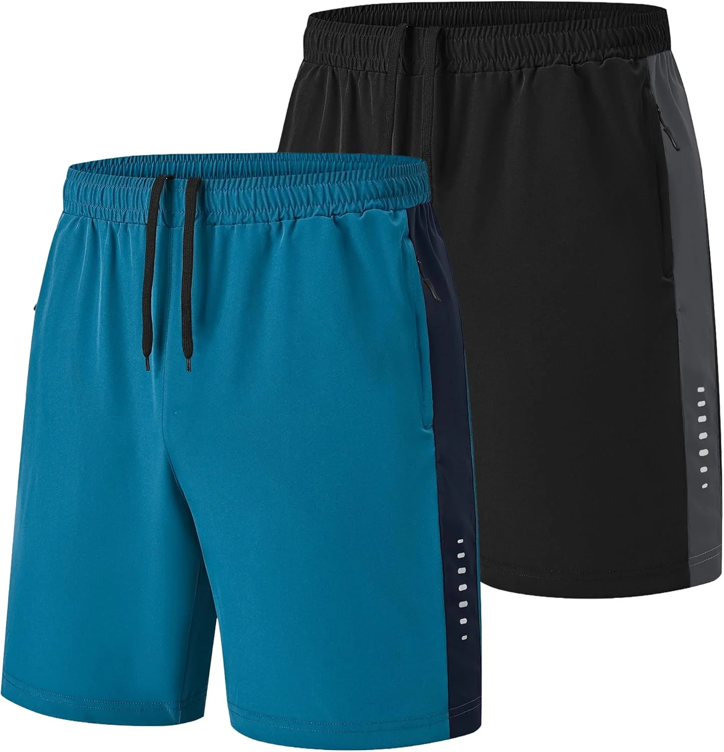 شورت ورزشی مردانه، مناسب باشگاه، دویدن و تنیس، دارای جیب زیپ‌دار، بسته دو عددی