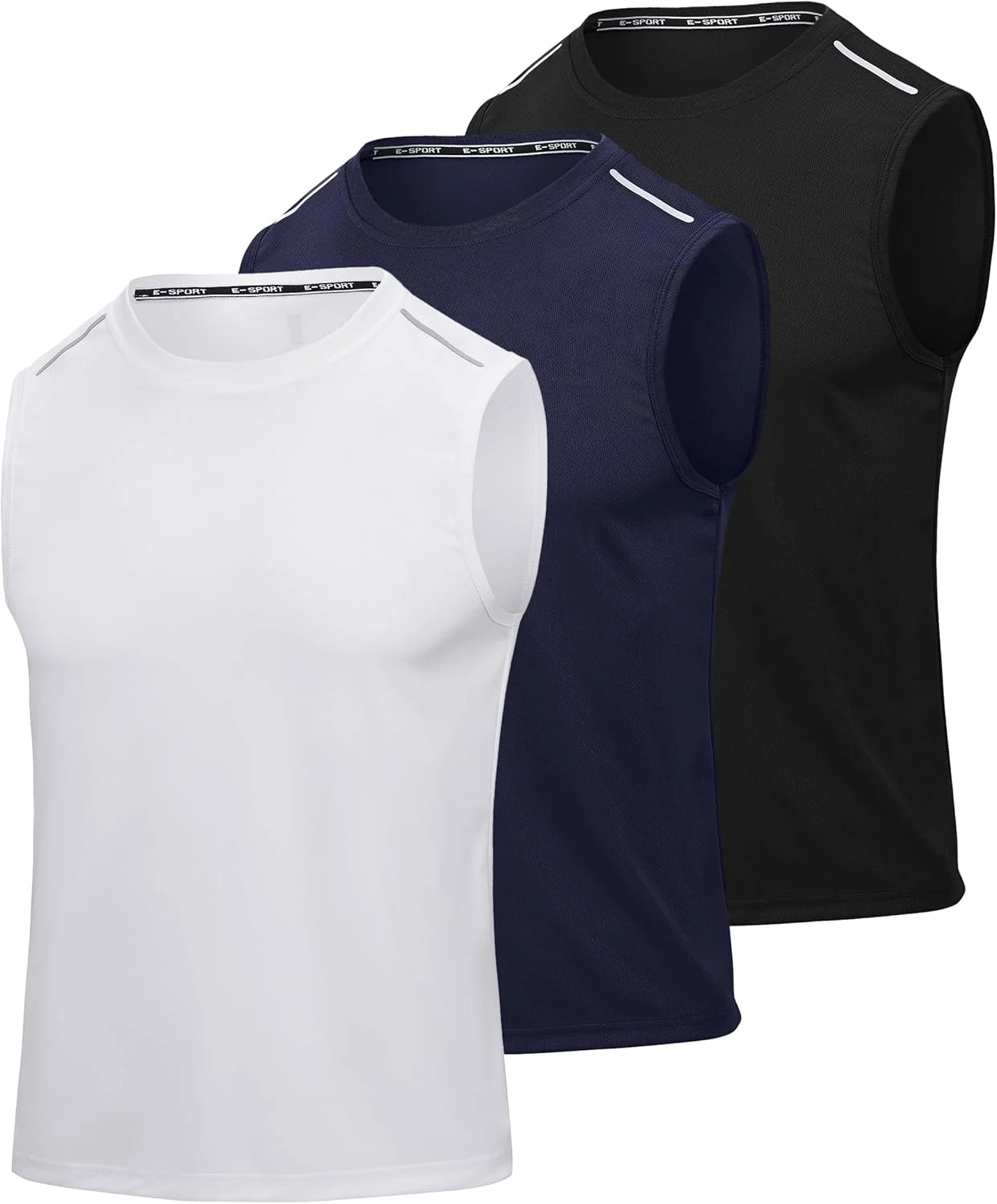 تاپ ورزشی مردانه، بسته 3 عددی، پلی استر تنفس پذیر، مناسب باشگاه، تی شرت آستین حلقه ای مردانه برای تنیس و بسکتبال