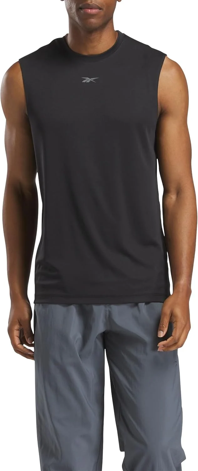 تی‌شرت ورزشی بدون آستین مردانه ریباک مدل Id Train Tech، مشکی، سایز L