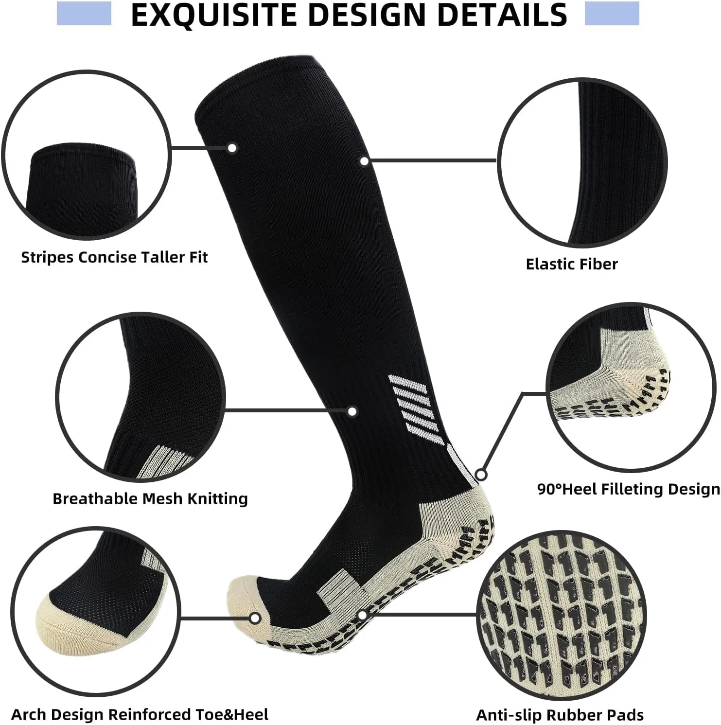 جوراب های ورزشی ضد لغزش با پدهای چسبنده برای فوتبال و بسکتبال، جوراب های ورزشی و تمرینی با چسبندگی بالا، مناسب برای آقایان و بانوان - جوراب های بیمارستانی ضد لغزش