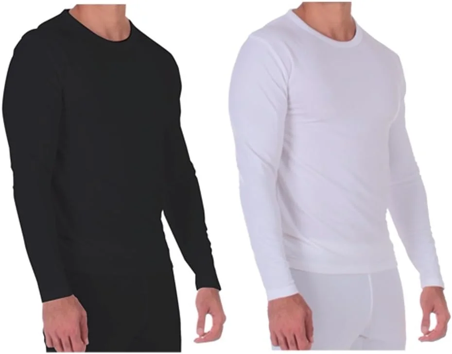 تاپ زیرپوش حرارتی مردانه UltraDry از Outland؛ لایه پایه؛ پشم نرم، سبک و گرم (سیاه/سفید، کوچک)…