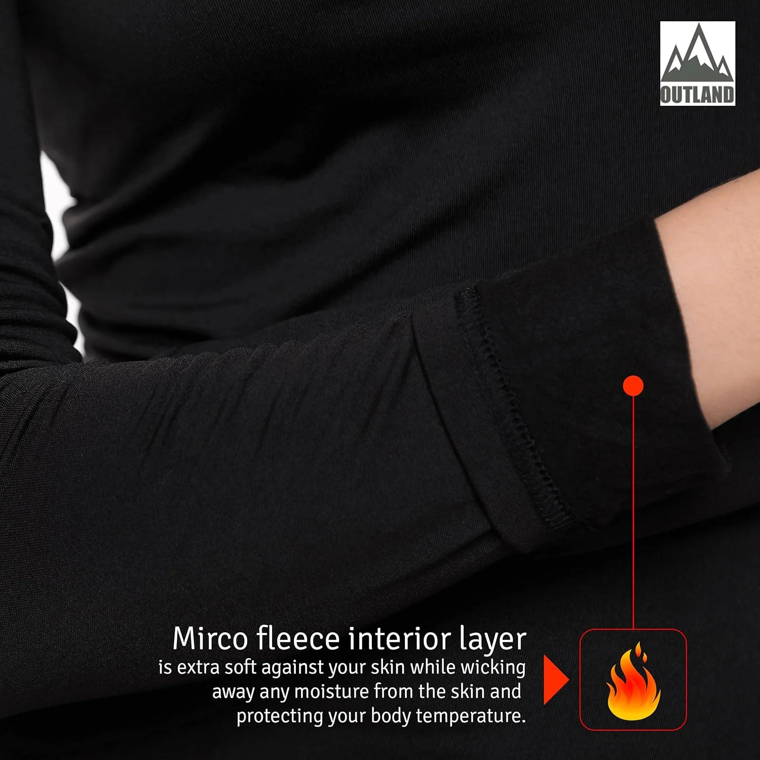 تاپ زیرپوش حرارتی مردانه UltraDry از Outland؛ لایه پایه؛ پشم نرم، سبک و گرم (سیاه/سفید، کوچک)…