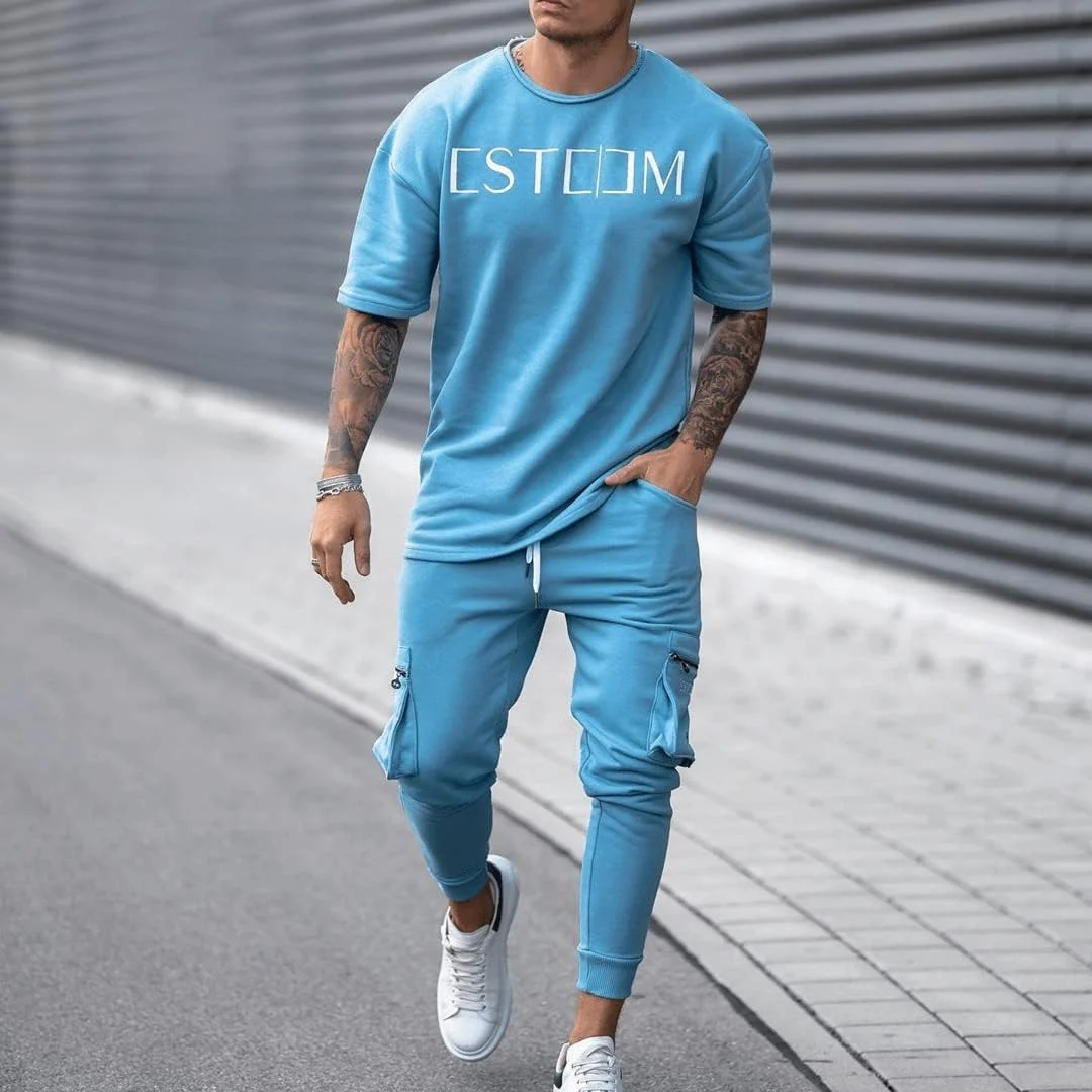 ست دو تکه لباس ورزشی مردانه مناسب برای دویدن و تناسب اندام