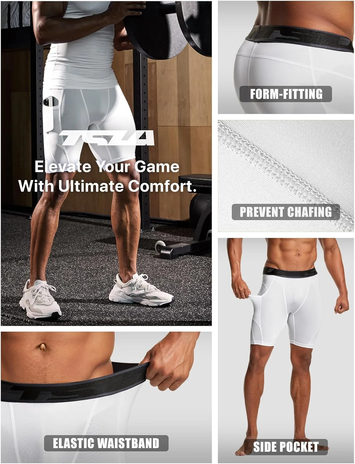 شورت ورزشی مردانه تی‌اس‌ال‌ای، بسته‌های ۱ یا ۳ عددی، شورت فشاری ورزشی، تایت‌های خنک و خشک مناسب دویدن و فعالیت