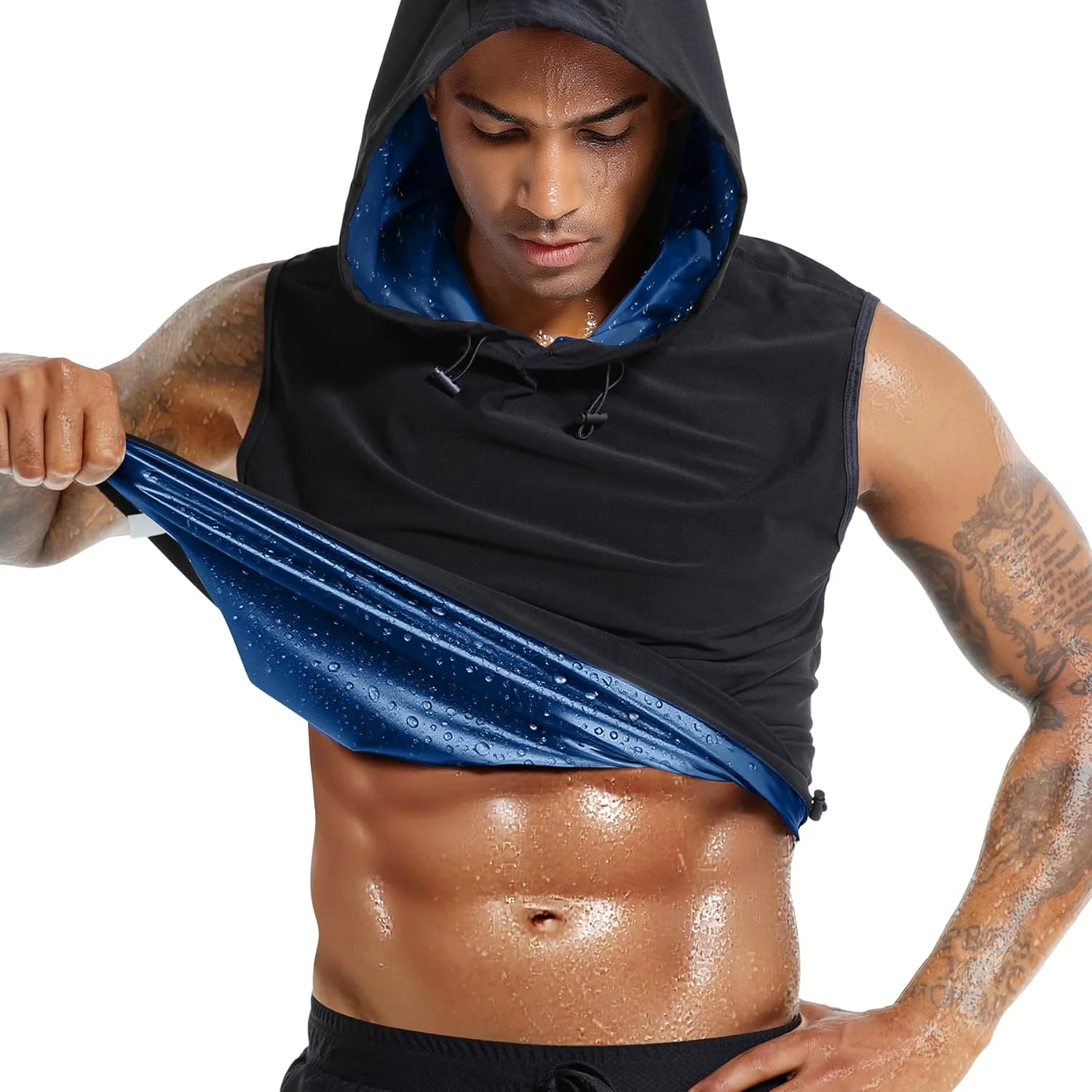 تاپ ورزشی مردانه برای تمرینات، جلیقه عرق گیر کلاه دار، مناسب بوکس، ورزش و باشگاه