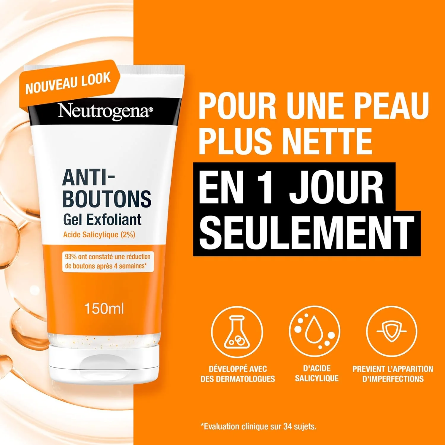 ژل لایه بردار ضد جوش نوتروژینا (تیوب 150 میلی لیتری) - اسکراب صورت حاوی سالیسیلیک اسید (2%)