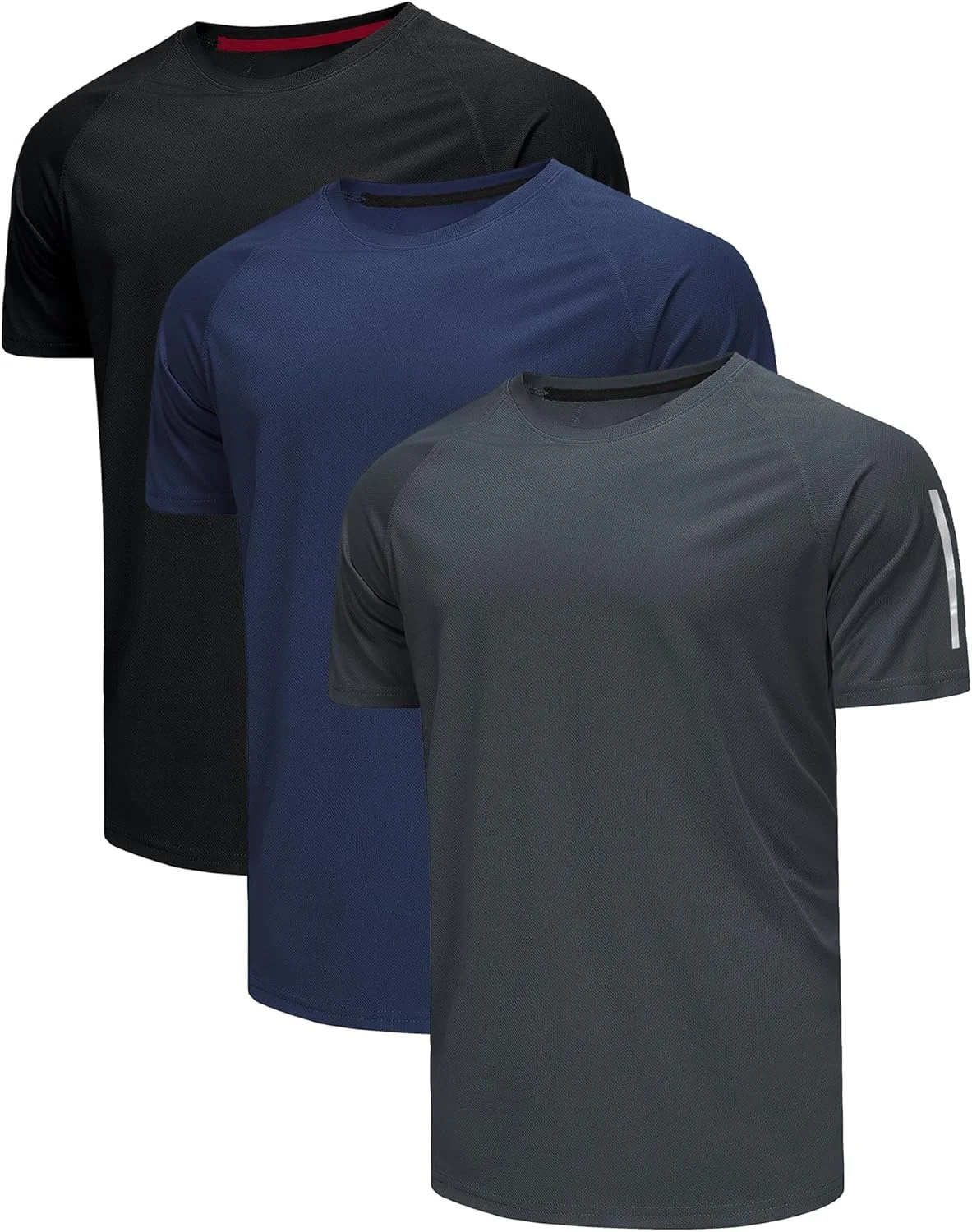 تی شرت ورزشی مردانه آستین کوتاه، بسته چندتایی، تی شرت مناسب تمرین، تنفسی، تاپ باشگاه، سبک وزن، لباس فعال در فضای باز