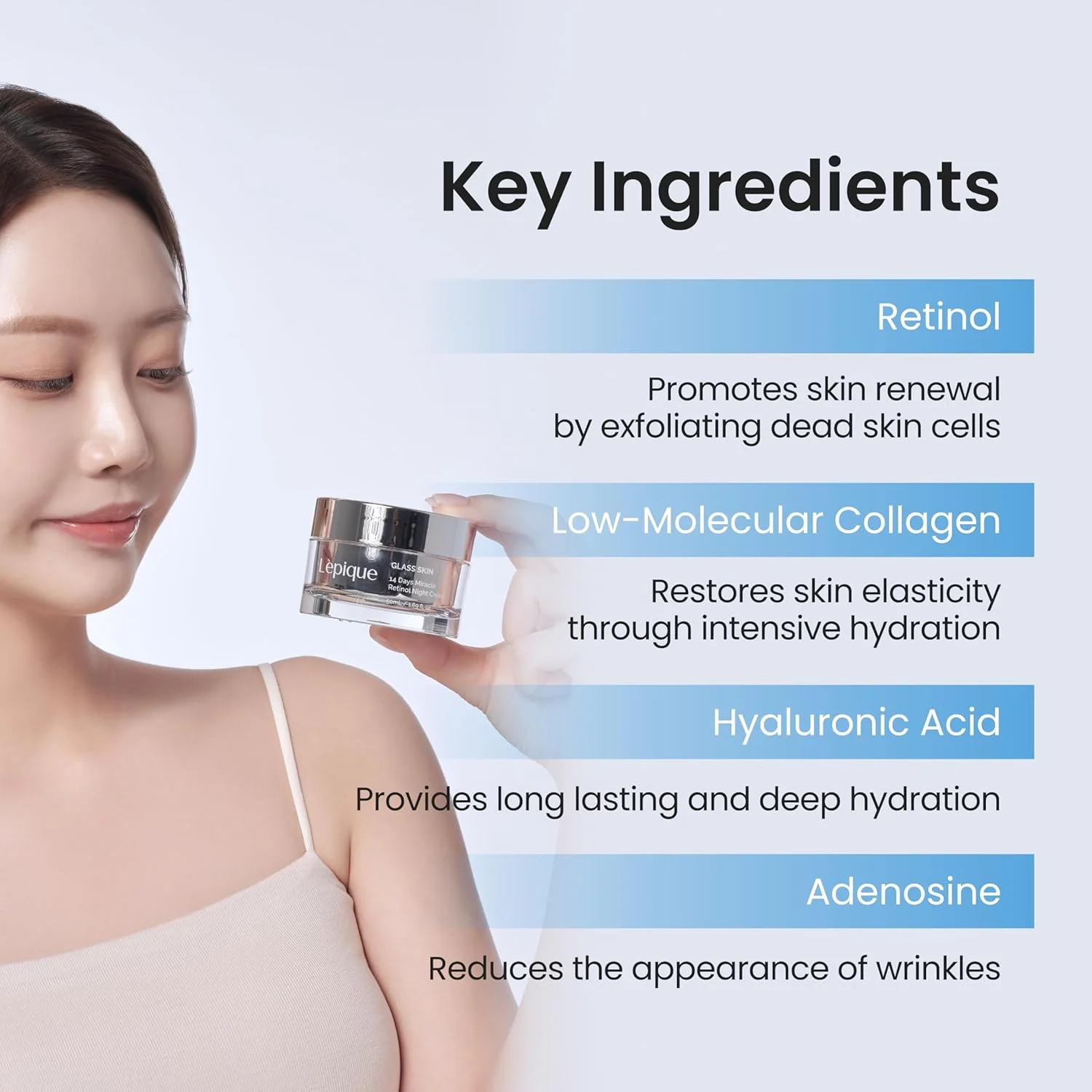 کرم شب رتینول لپیک 50 میلی لیتر - کرم ترمیم کننده شبانه شماره 1 ممتاز کره ای برای صورت و گردن - کلاژن، سنتلا - کرم ضد پیری پوست، کرم مرطوب کننده صورت، (بدون عطر، با کاردک)