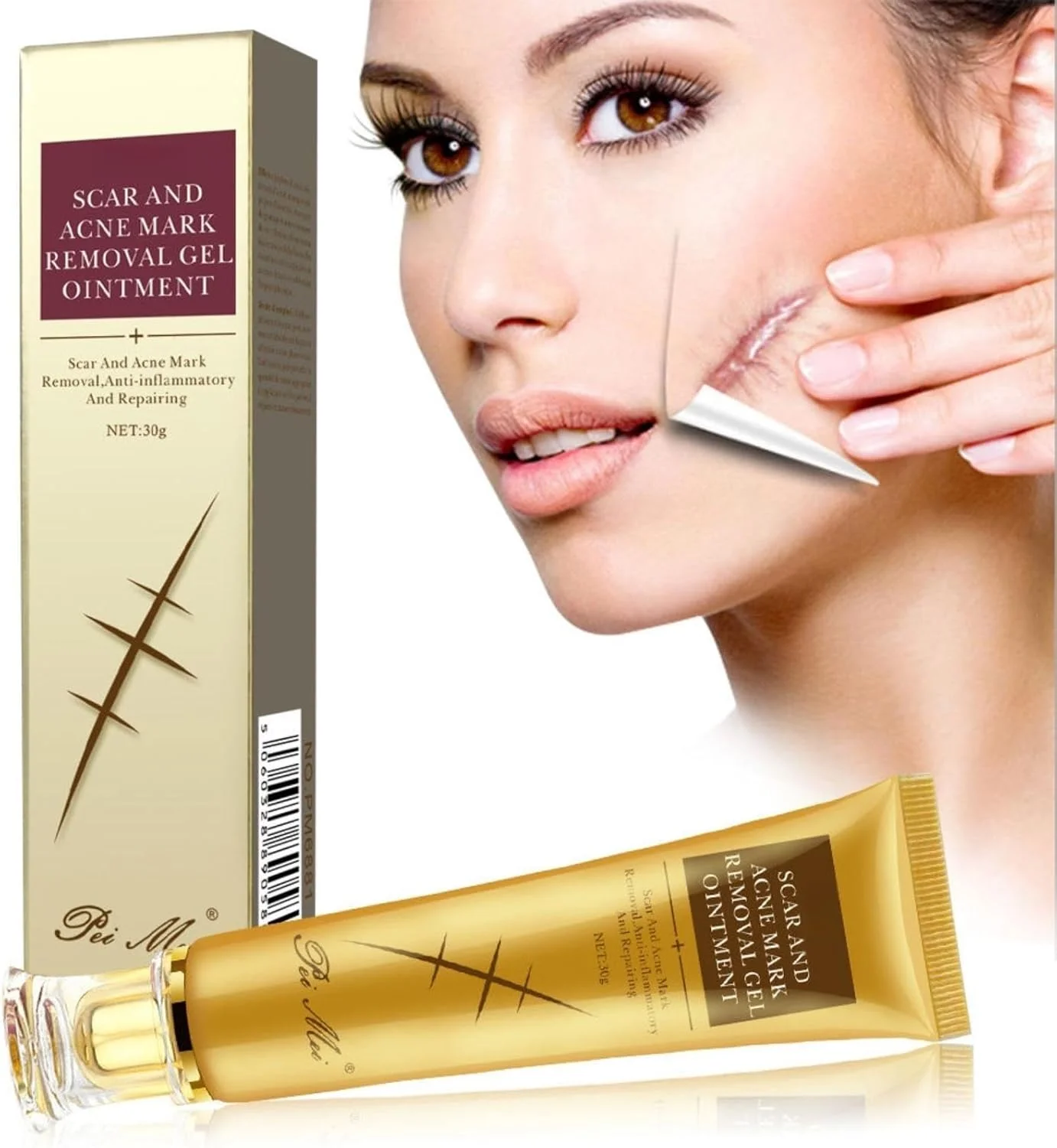 کرم ترمیم کننده جای زخم، ژل ترمیم کننده جای زخم، اسانس ترمیم کننده جای زخم 30 میلی لیتر، مرطوب کننده با جذب سریع، حاوی عصاره های گیاهی و مواد طبیعی، بهبود خشکی پوست، غیر چرب، استفاده آسان، مناسب برای انواع پوست