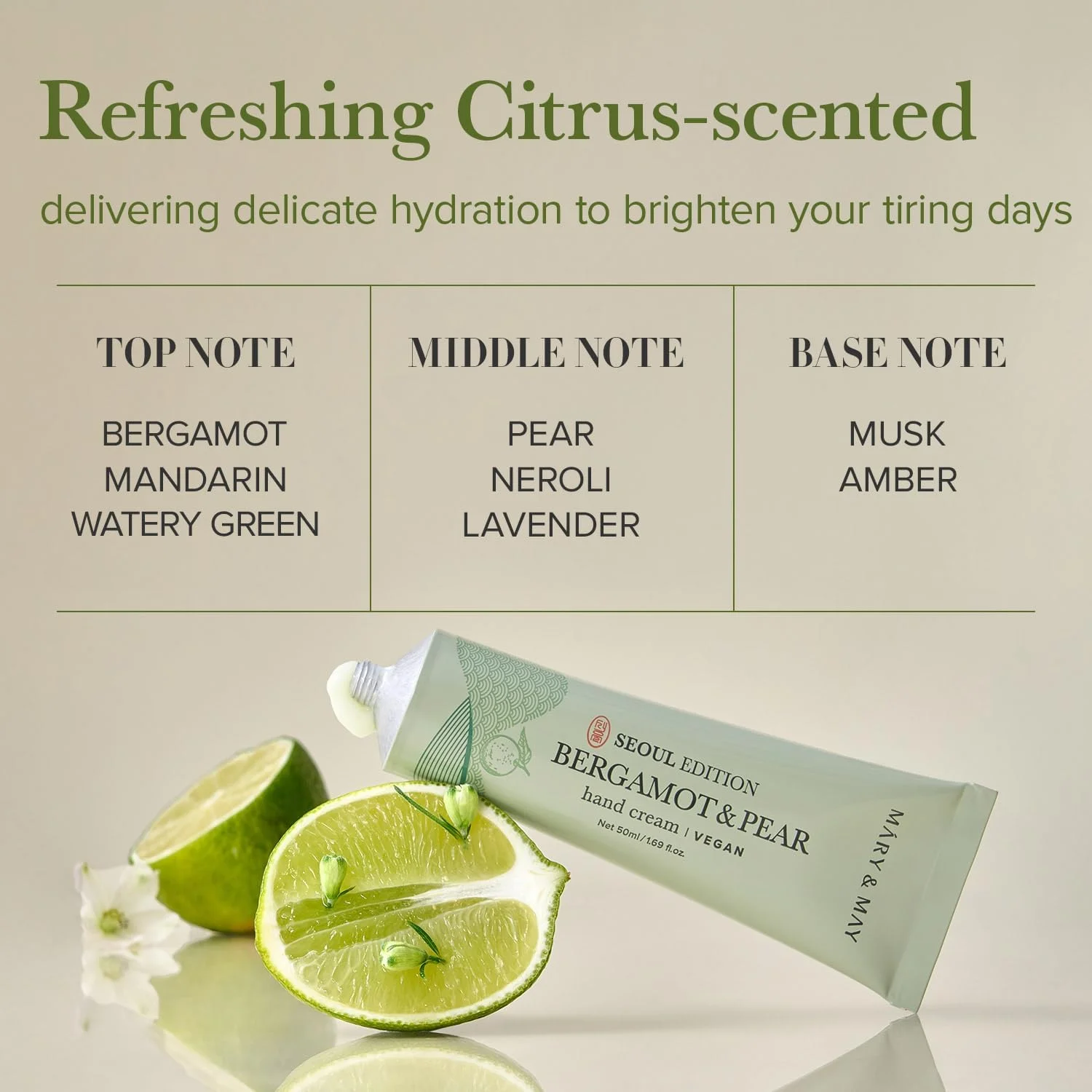 کرم دست طراوت بخش برگاموت و گلابی Mary&May SEOUL EDITION - مرطوب کننده دست وگان کره ای - رایحه مرکباتی با طراوت - بافت کرم ژل سبک و غیر چرب، 50 میلی لیتر کرم دست طراوت بخش برگاموت و گلابی Mary&May SEOUL EDITION - مرطوب کننده دست وگان کره ای - رایحه مرکباتی با طراوت - بافت کرم ژل سبک و غیر چرب، 50 میلی لیتر