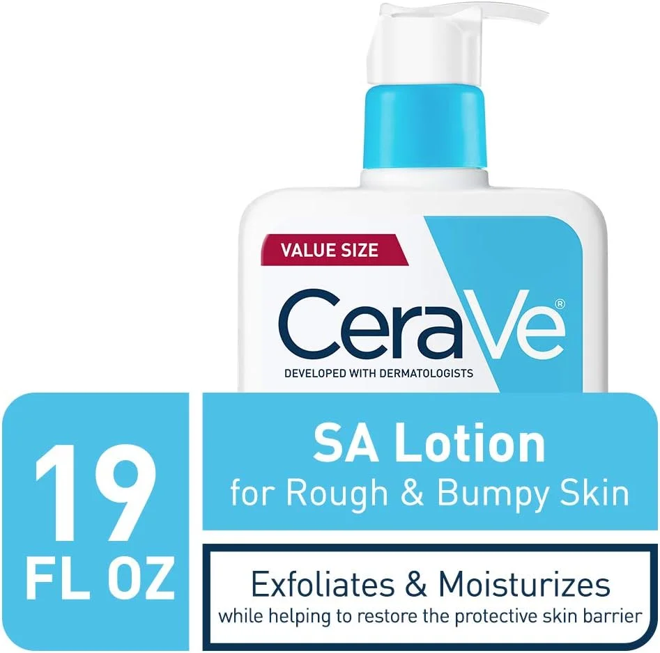 لوسیون CeraVe SA برای پوست زبر و ناهموار | حاوی ویتامین D، هیالورونیک اسید، لاکتیک اسید و سالیسیلیک اسید | بدون عطر و تست شده از نظر آلرژی | 562 میلی لیتر