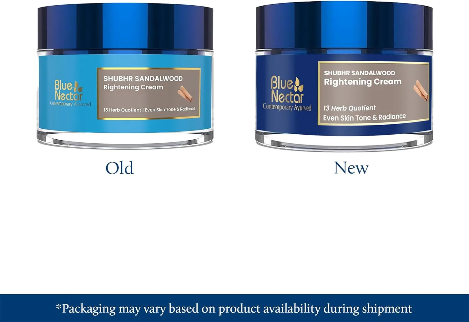 کرم روشن کننده و درخشان کننده پوست چوب صندل آیورودیک بلو نکتار | مرطوب کننده برای استفاده روزانه بانوان | کرم صورت زنانه با محافظت در برابر آفتاب (13 گیاه 50 گرم)