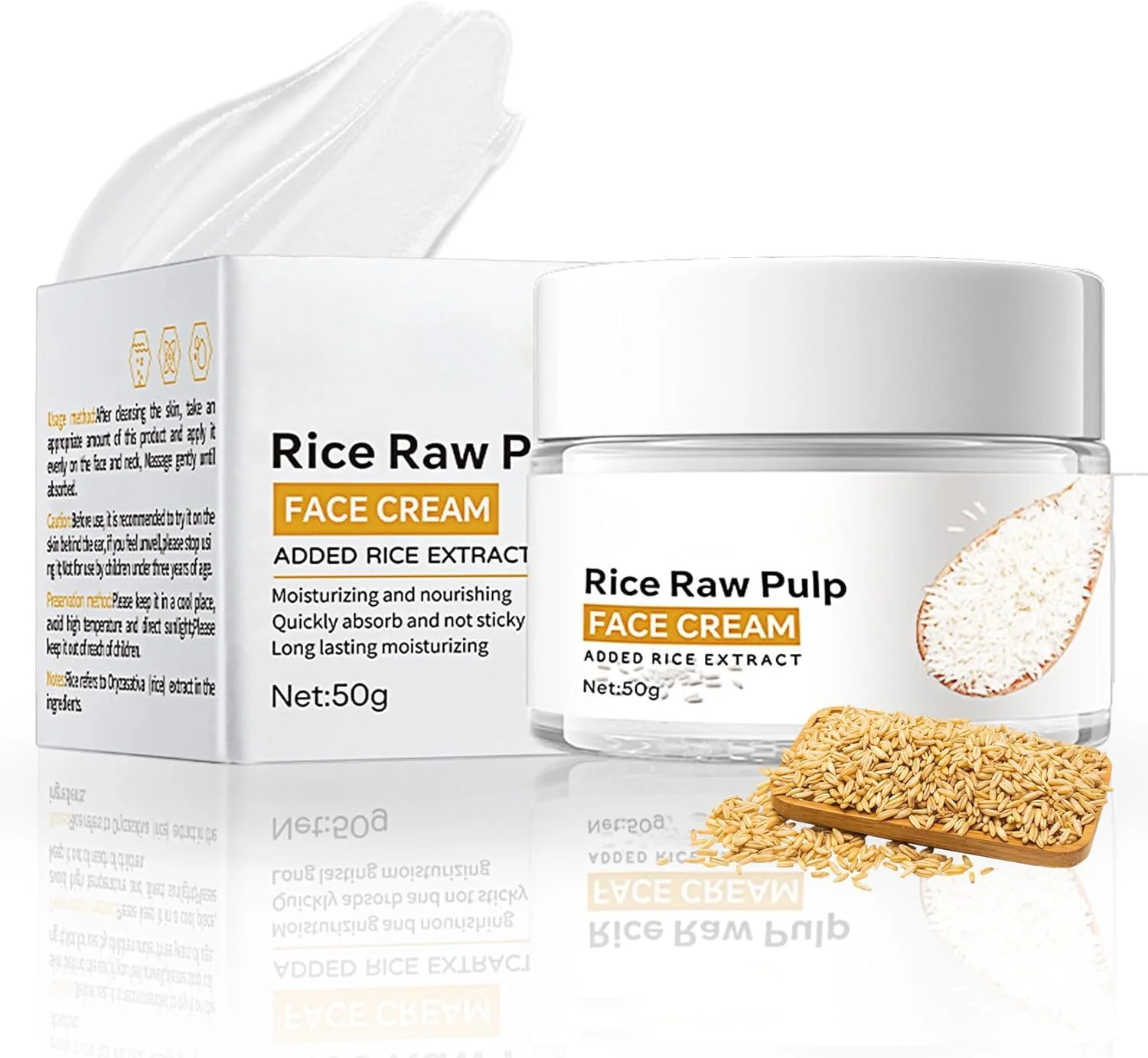 کرم برنج مرطوب کننده یلاجوی برای صورت، کرم مرطوب کننده عمیق صورت برای مراقبت از پوست، مرطوب کننده صورت برنج شبانه برای آقایان و بانوان