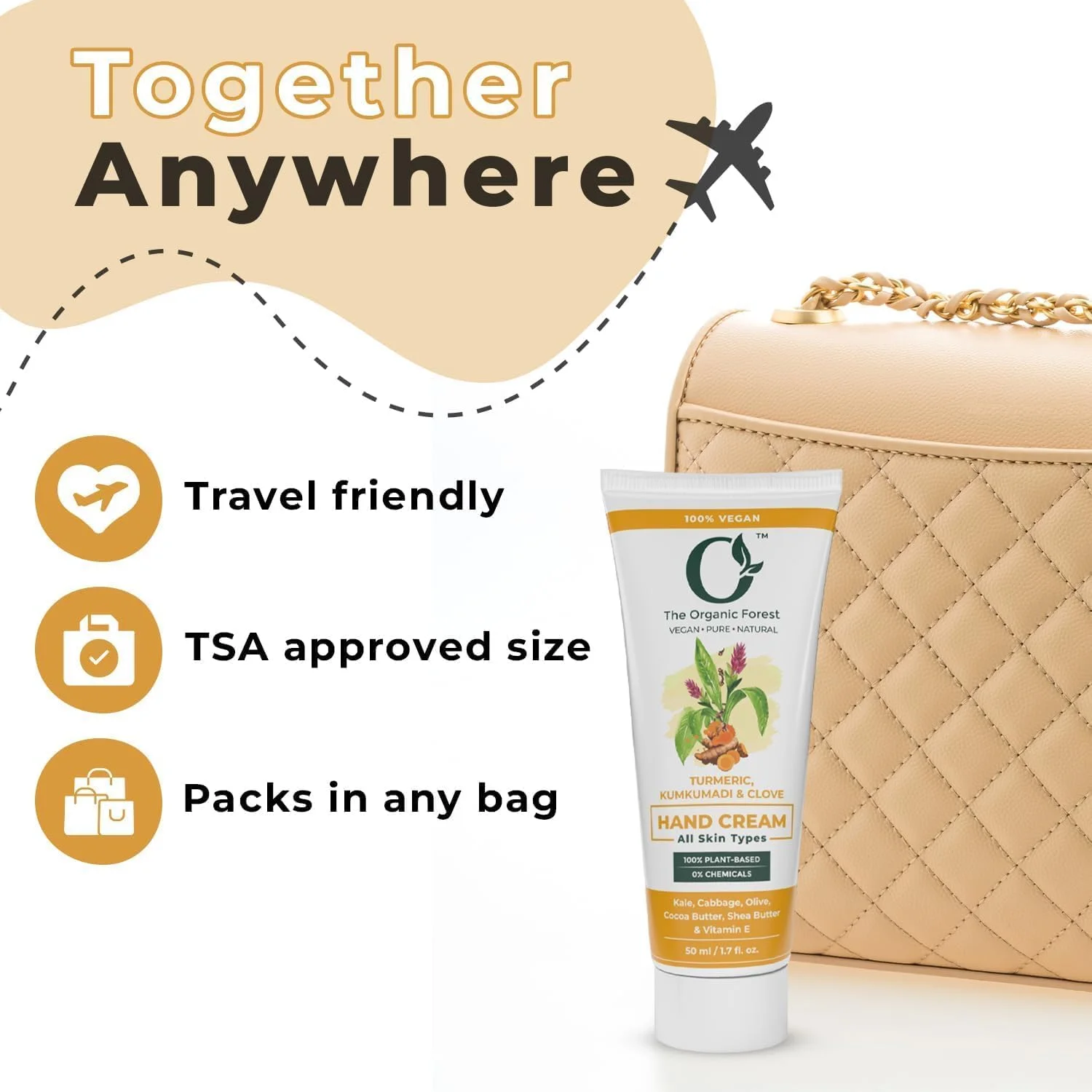 کرم دست روغن زردچوبه و میخک برای لک های تیره و روشن کننده | کره شی، روغن نارگیل و ویتامین C برای دست های خشک | کرم مرطوب کننده سایز مسافرتی | مواد آیورودا