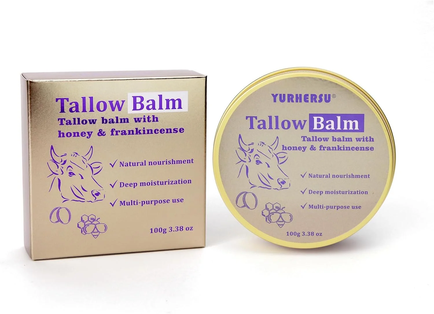 بالم روغن حیوانی با عسل، کرم مرطوب کننده چند منظوره ۱۰۰ گرمی برای صورت و بدن، فرمول ضد خشکی و ضد ترک برای مراقبت از پوست در تمام طول سال، ملایم برای پوست حساس بالم روغن حیوانی با عسل، کرم مرطوب کننده چند منظوره ۱۰۰ گرمی برای صورت و بدن، فرمول ضد خشکی و ضد ترک برای مراقبت از پوست در تمام طول سال، ملایم برای پوست حساس