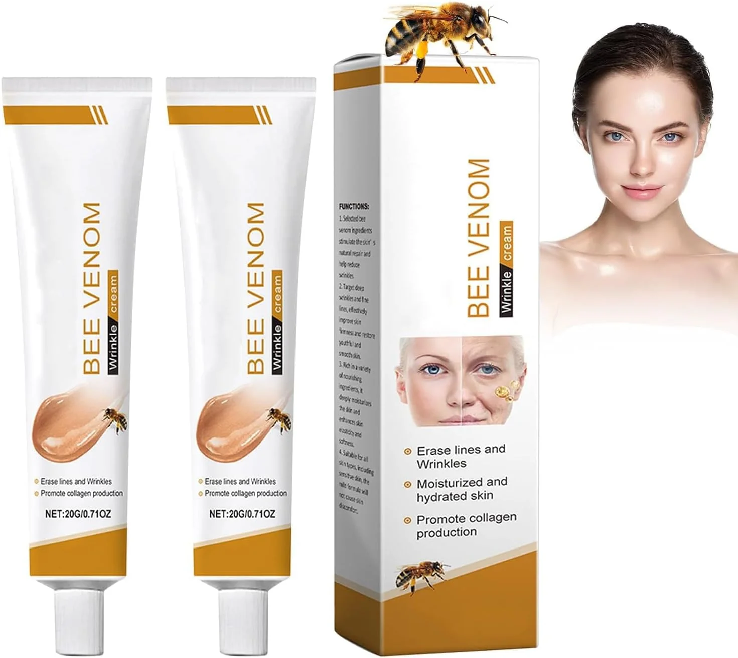 کرم زهر زنبور عسل - رفع چین و چروک و سفت کننده، مرطوب کننده، لیفتینگ و ترمیم کننده، کرم ترمیم کننده و مرطوب کننده عمیق برای انواع پوست (2 عدد) کرم زهر زنبور عسل - رفع چین و چروک و سفت کننده، مرطوب کننده، لیفتینگ و ترمیم کننده، کرم ترمیم کننده و مرطوب کننده عمیق برای انواع پوست (2 عدد)