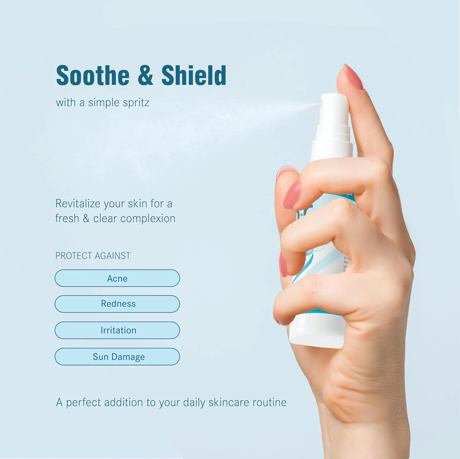 پاک کننده صورت قبل و بعد از آرایش CPR حاوی هیپوکلروس اسید، اسپری آبرسان صورت برای تسکین و محافظت از پوست، ضد حساسیت، مناسب برای انواع پوست، 59 میلی لیتر