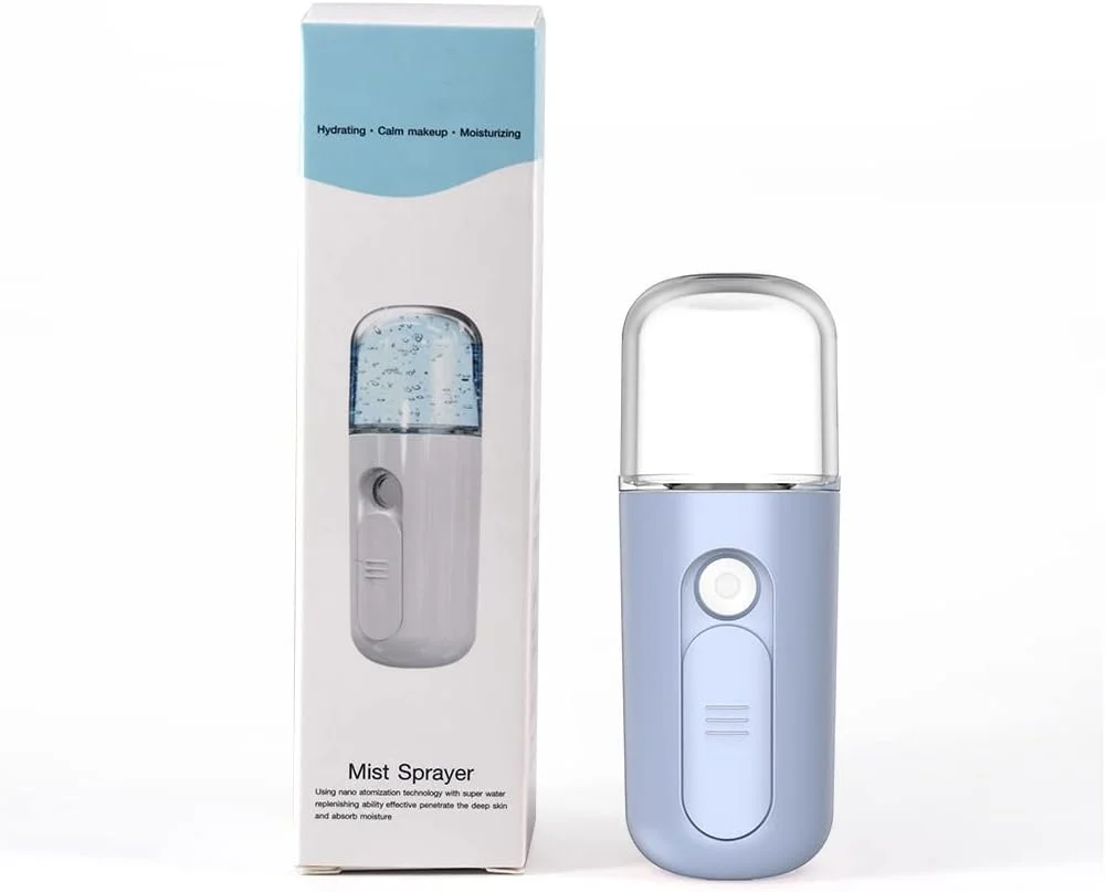 اسپری مرطوب کننده صورت 30 میلی لیتر، دستگاه رطوبت ساز و آبرسان پوست، مناسب برای منزل و سالن، آبی