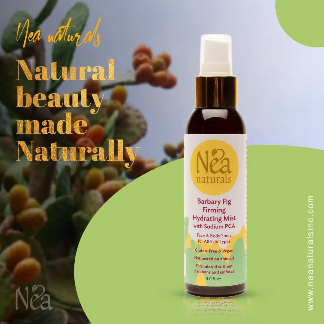 اسپری مرطوب کننده و سفت کننده انجیر بربری - اسپری مرطوب کننده سدیم PCA - اسپری آبرسان مراقبت از پوست - روغن ضروری فوق العاده آبرسان برای انواع پوست درخشان - 4 اونس مایع