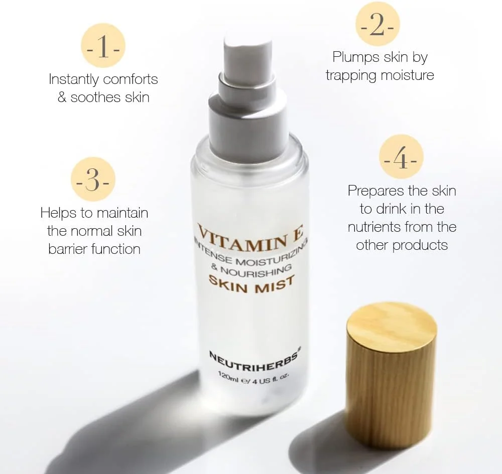اسپری صورت آبرسان ویتامین E، اسپری صورت طبیعی، مرطوب کننده و تسکین دهنده پوست، 120 میلی لیتر