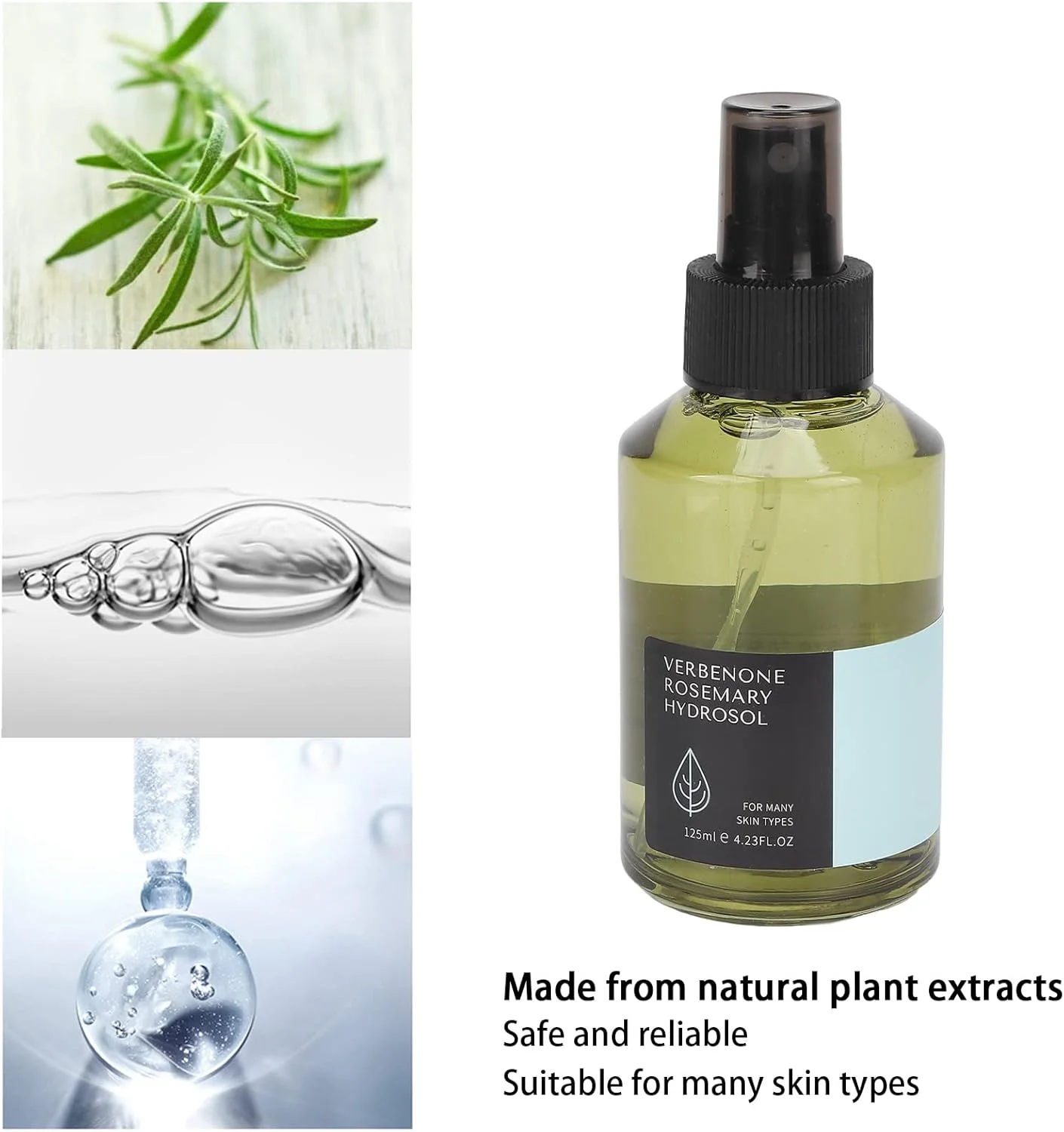 اسپری تونر صورت، اسپری تونر آبرسان صورت با رزماری و وربنون، مرطوب کننده و کوچک کننده منافذ پوست، مناسب پوست های حساس و لطیف، 125 میلی لیتر