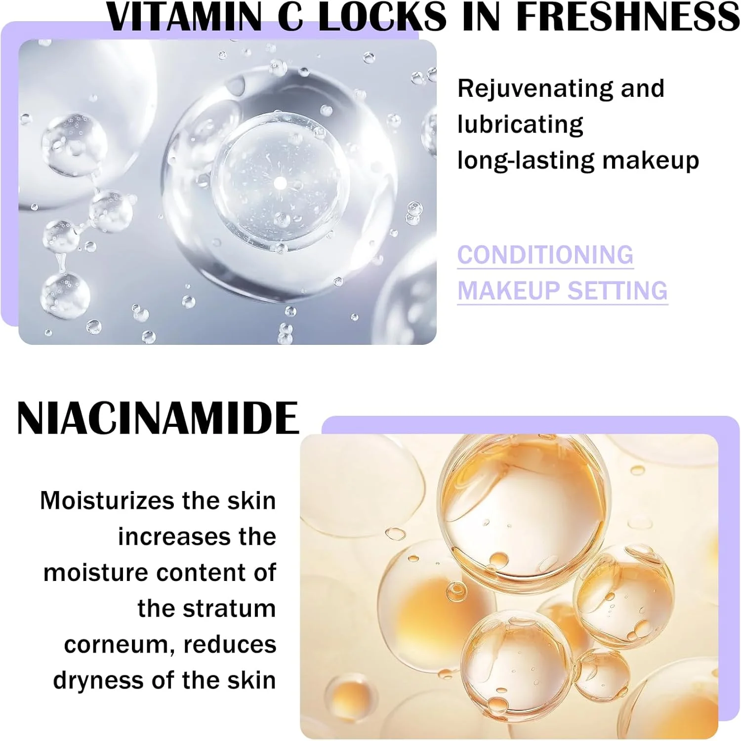 ست اسپری تثبیت کننده آرایش صورت، اسپری ضد آب برای آرایش، کنترل چربی بادوام، اسپری نگهدارنده و طراوت بخش صورت، مرطوب کننده و براق کننده، ست آرایشی صورت A1