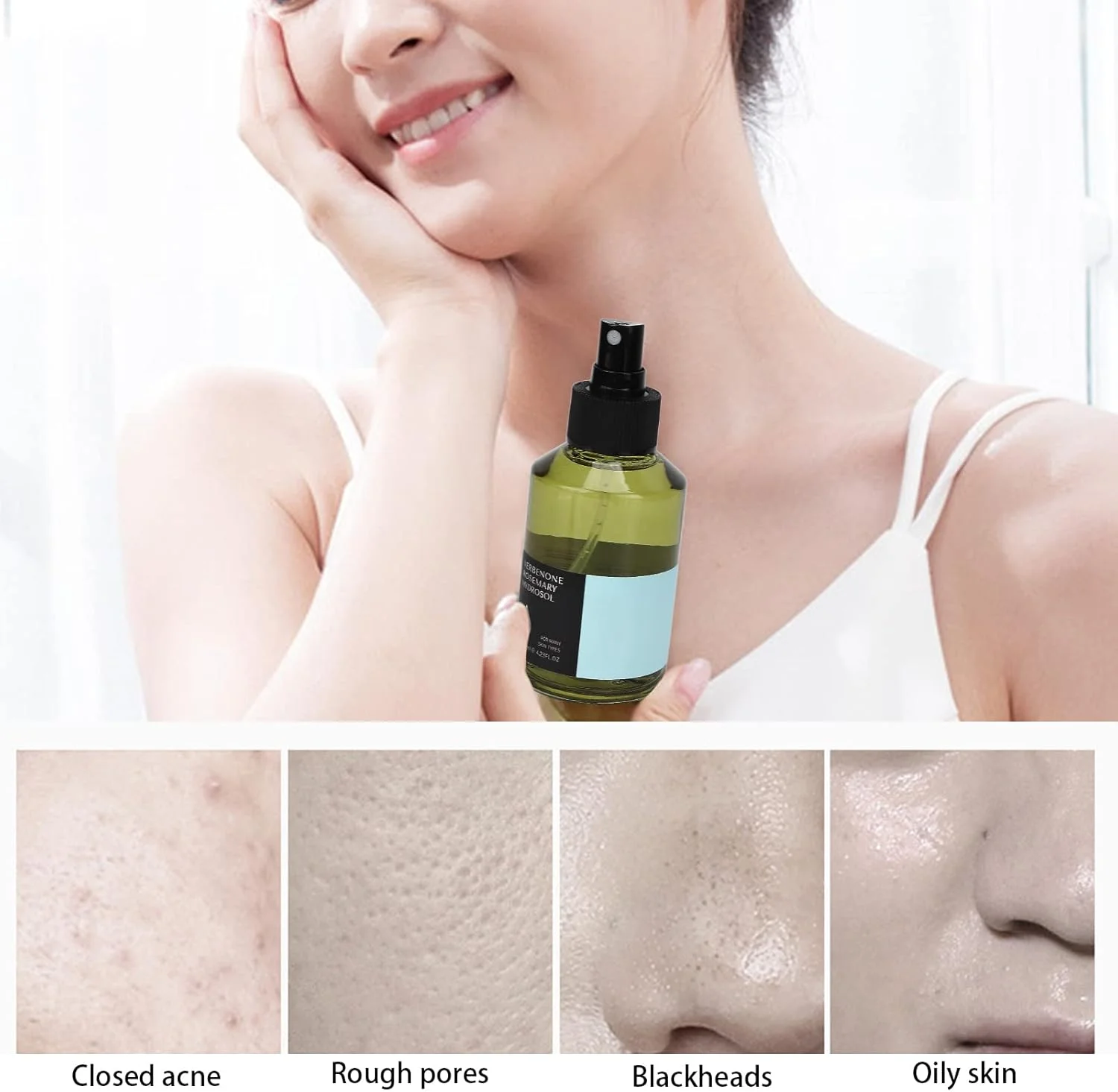 اسپری تونر صورت، اسپری تونر آبرسان صورت با رزماری و وربنون، مرطوب کننده و کوچک کننده منافذ پوست، مناسب پوست های حساس و لطیف، 125 میلی لیتر