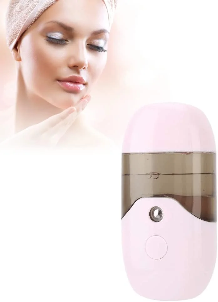 دستگاه نانو اسپری صورت یوسو 50 میلی لیتری، مینی بخارگر صورت قابل حمل USB، دستگاه اسپری زیبایی صورت برای پاکسازی منافذ، آبرسانی پوست، مناسب برای مراقبت از پوست، دفتر و مسافرت (صورتی)