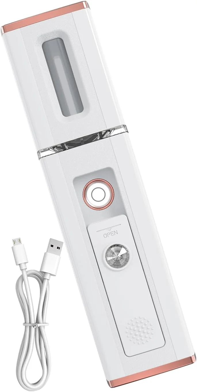 دستگاه مه پاش صورت شارژی | دستگاه اسپری صورت برقی زنانه | مرطوب کننده پوست صورت با مه آب ریز برای آبرسانی عمیق پوست مناسب مسافرت و مطالعه