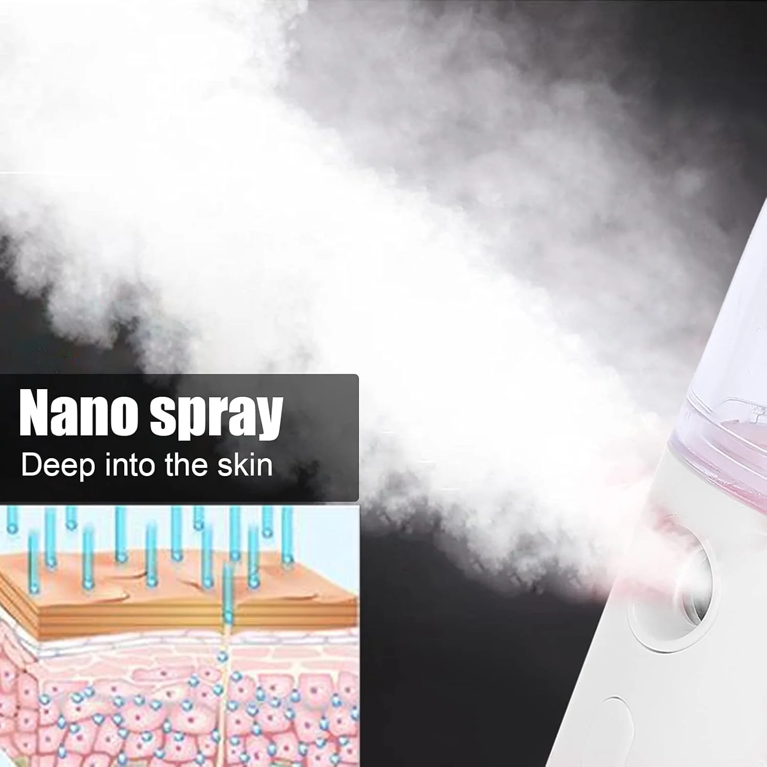 دستگاه نانو مه پاش صورت، طرح کارتونی حیوانات، مینی مرطوب کننده و آبرسان، مه پاش خنک دستی، قابل حمل برای منزل و محل کار، اسپری مرطوب کننده پوست (سفید)