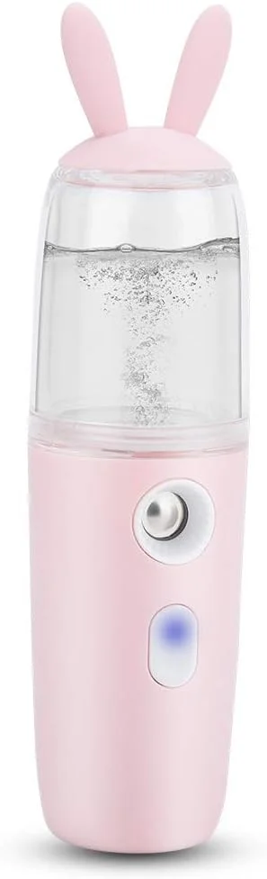 مینی اسپری نانو قابل حمل 30 میلی لیتری صورتی و سفید، مرطوب کننده طرح خرگوش برای تعادل چربی و آب پوست، مرطوب کننده صورت برای ورزش در فضای باز (صورتی)