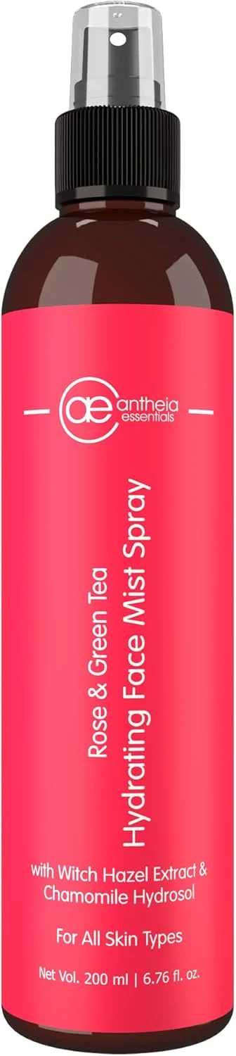 اسپری آبرسان صورت گل رز و چای سبز آنتیا اسنشیالز حاوی عصاره فندق افسونگر و هیدروسول بابونه | آرامش بخش، طراوت بخش، تنگ کننده منافذ، آبرسان و تسکین دهنده | 200 میلی لیتر