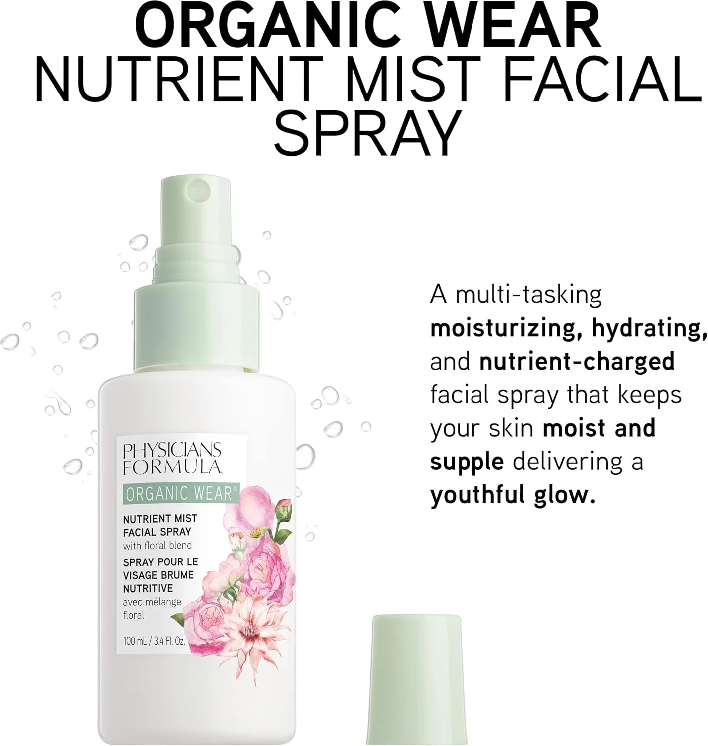 اسپری صورت مغذی و ارگانیک Physicians Formula، غنی شده با مواد گیاهی، تایید شده توسط متخصص پوست، وگان، بدون گلوتن، تنظیم کننده، متعادل کننده و آماده ساز پوست