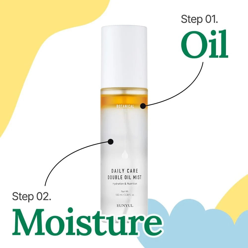 اسپری صورت روغن دوتایی مراقبت روزانه EUNYUL، ۱۰۰ میلی لیتر (یک عدد)، اسپری صورت مراقبت از پوست کره ای برای رطوبت رسانی عمیق