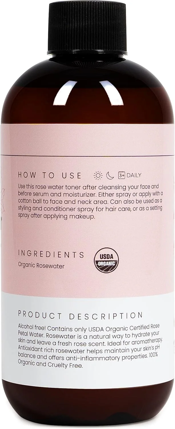 اسپری گلاب برای صورت و مو سیمپلیفاید اسکین - تونر صورت ارگانیک 100% طبیعی - پاک کننده آرایش بدون الکل - مراقبت از پوست صورت - آبرسان - 240 میلی لیتر
