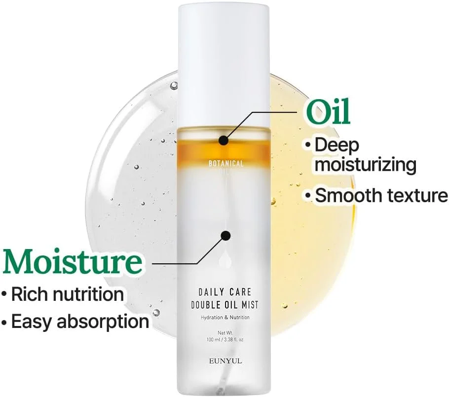 اسپری صورت روغن دوتایی مراقبت روزانه EUNYUL، ۱۰۰ میلی لیتر (یک عدد)، اسپری صورت مراقبت از پوست کره ای برای رطوبت رسانی عمیق