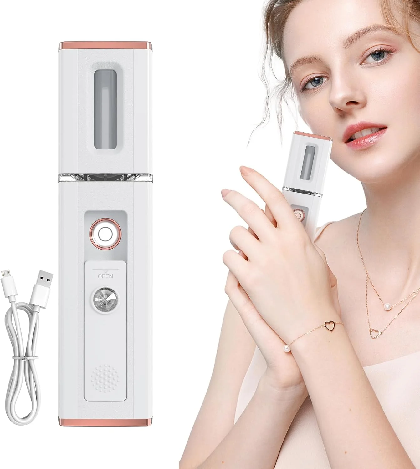 دستگاه مه پاش آبرسان صورت | دستگاه اسپری صورت قابل شارژ | دستگاه مرطوب کننده و بخور ریز آب برای مراقبت روزانه پوست، مناسب برای مطالعه و سفرهای کاری