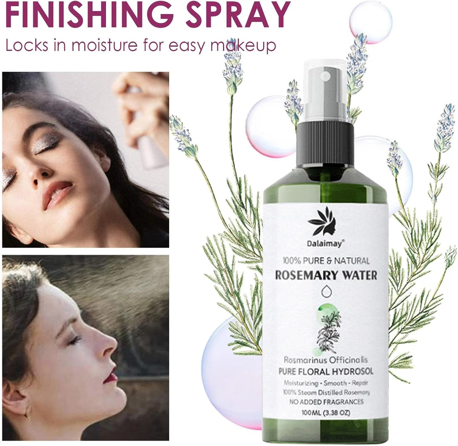 اسپری مرطوب کننده صورت، تونر هیدروسول صورت | اسپری مه صورت آبرسان برای صورت و بدن، تسکین دهنده پوست حساس، 100 میلی لیتر