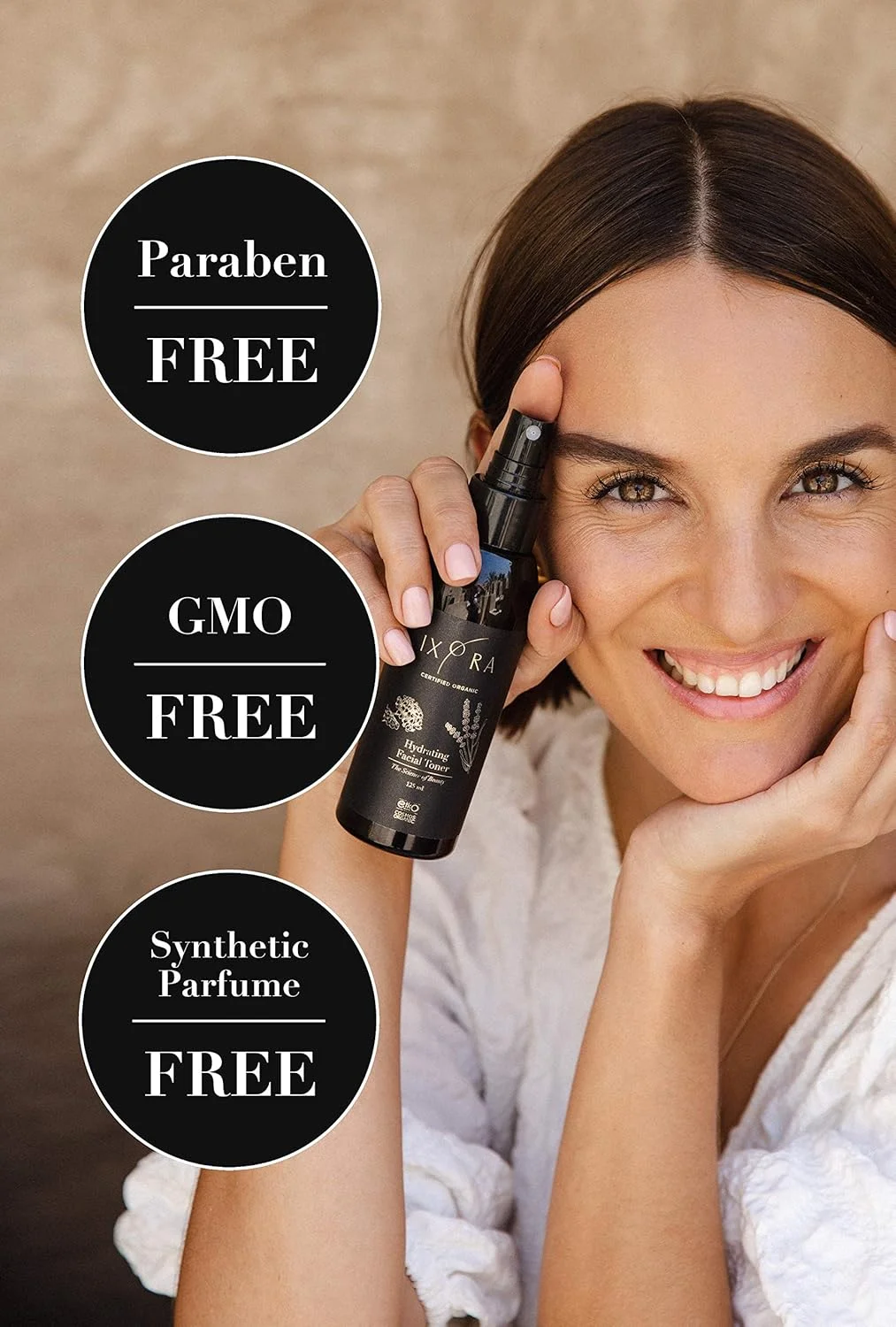 تونر آبرسان صورت IXORA برای پوست خشک و کم آب، اسپری متعادل کننده سطح PH پوست، حفظ رطوبت و آبرسانی - 125 میلی لیتر، دارای گواهی ارگانیک، فاقد GMO و مناسب برای گیاهخواران