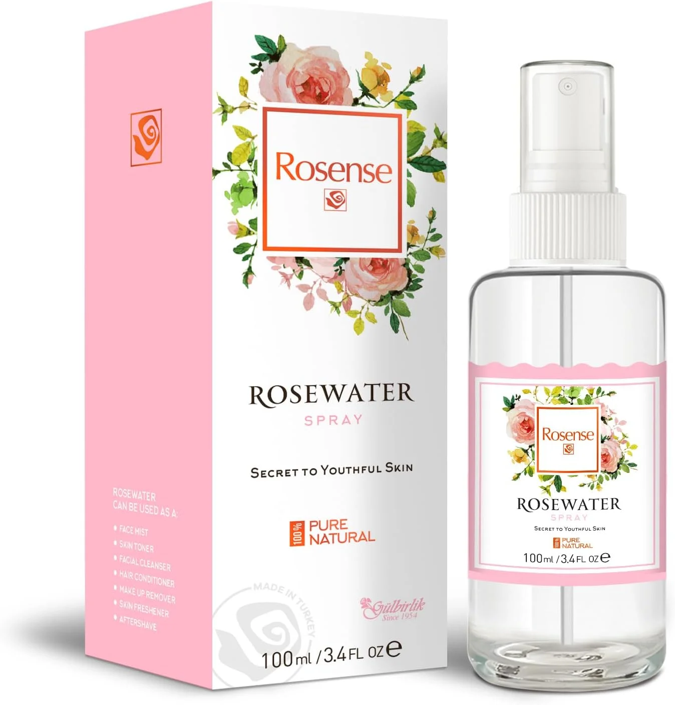 تونر آبرسان صورت گلاب رز Rosense / اسپری صورت گلاب 100 میلی لیتر