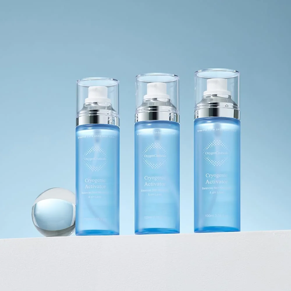 اسپری تونر صورت OxygenCeuticals برای آبرسانی، تسکین و خنک کردن پوست، فعال کننده کرایوژنیک، حاوی آب دریای عمیق با اکسیژن خالص و مواد معدنی، مناسب برای انواع پوست، 150 میلی لیتر