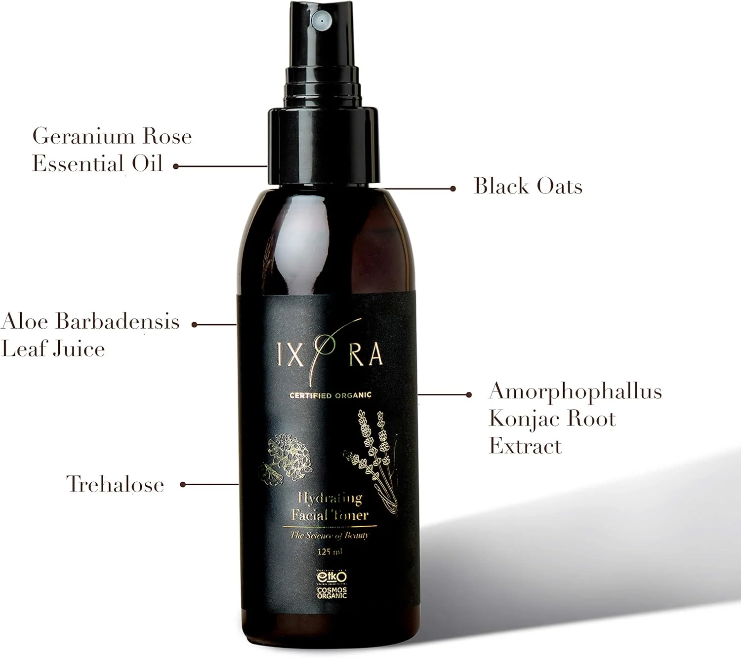 تونر آبرسان صورت IXORA برای پوست خشک و کم آب، اسپری متعادل کننده سطح PH پوست، حفظ رطوبت و آبرسانی - 125 میلی لیتر، دارای گواهی ارگانیک، فاقد GMO و مناسب برای گیاهخواران